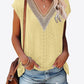 Women's Eyelet Contrast V-Neck Tee