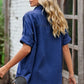 Women's Collared Neck Denim Jean Shirt with Pockets