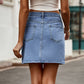 Women's Asymmetrical Denim Jean Mini Skirt