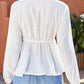 Women's Spliced Lace Plunge Tie Front Blouse