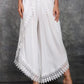 Women's Lace Trim Design Layered Denim Pants