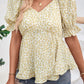Women's V-Neck Flounce Sleeve Blouse