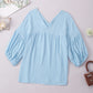 Women's Dropped Shoulder V-Neck Blouse