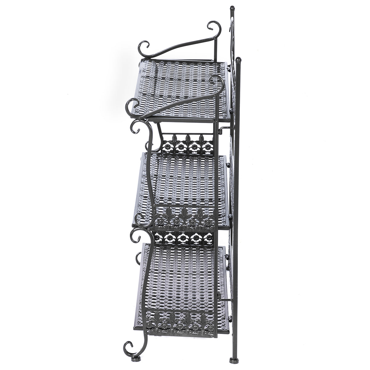 Three Tiers Folding Iron Kitchen Organizer Large Capacity Bathroom Bedroom Rack Book Shelf for Home Office