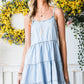 Women's Spaghetti Strap Tiered Denim Jean Loose Fit Dress