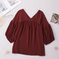 Women's Dropped Shoulder V-Neck Blouse