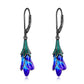 Sterling Silver Purple Tulip Flower Dangle Handmade Dangle Drop Earrings