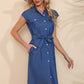 Women's Button Down Belted Denim Dress