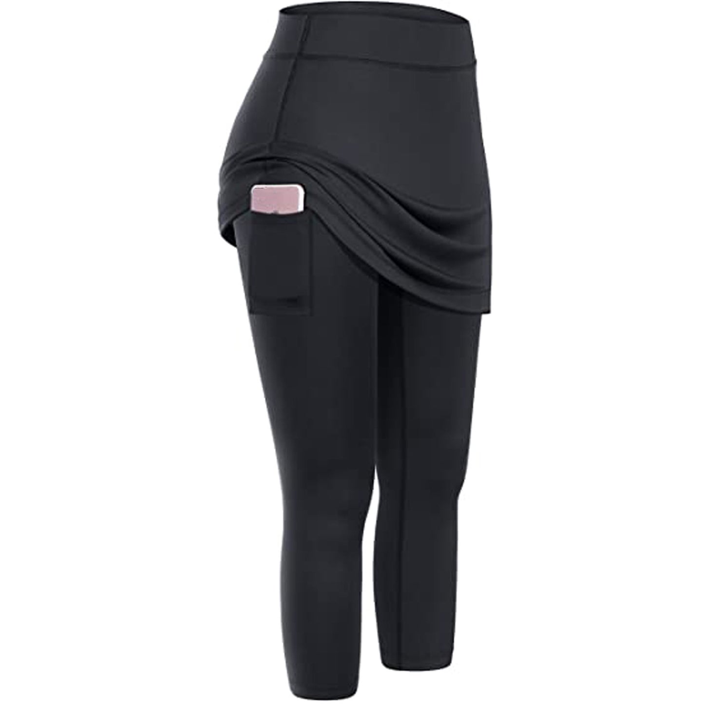 Women Skirted Leggings with Cell Pocket Yoga Fitness Workout Sports