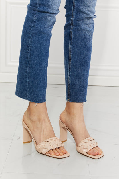 Women's MM Shoes Top of the World Braided Block Heel Sandals in Beige