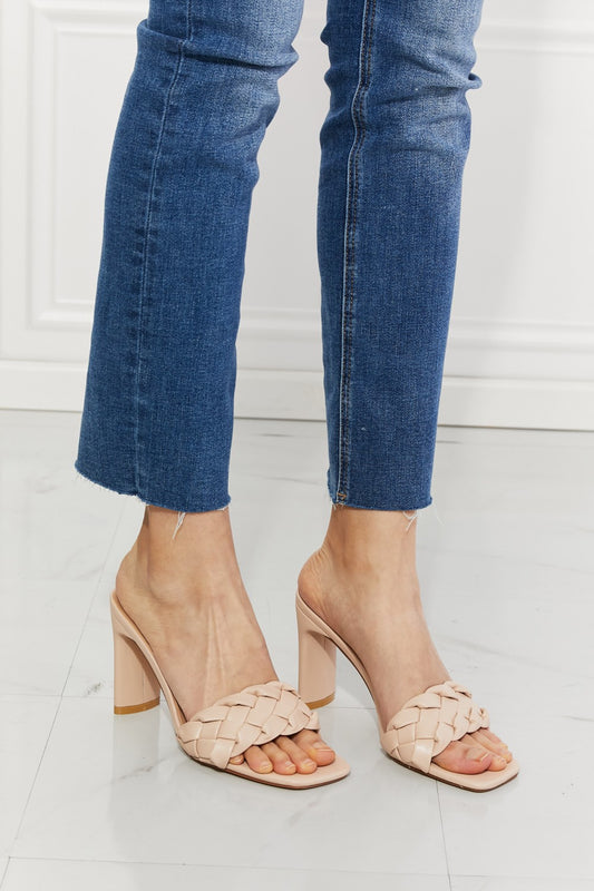 Women's MM Shoes Top of the World Braided Block Heel Sandals in Beige