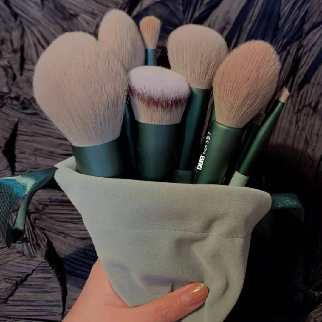 Purple Flower Holly Leaf 13 Piece Makeup Brushes