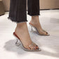 Women's High Heel Slip Rhinestone Clear Sole Shoes
