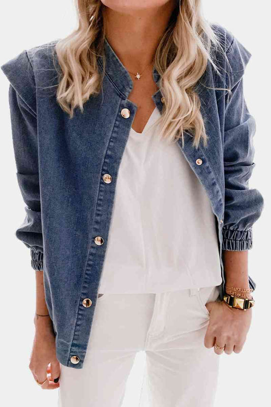 Women's Shoulder Detail Denim Button Down Shirt (S, M, XL, XXL Only)