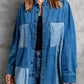 Women's Color Block Snap Denim Jacket
