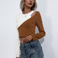 Women's Cropped Contrast Color Round Neck Short Sleeve Tee