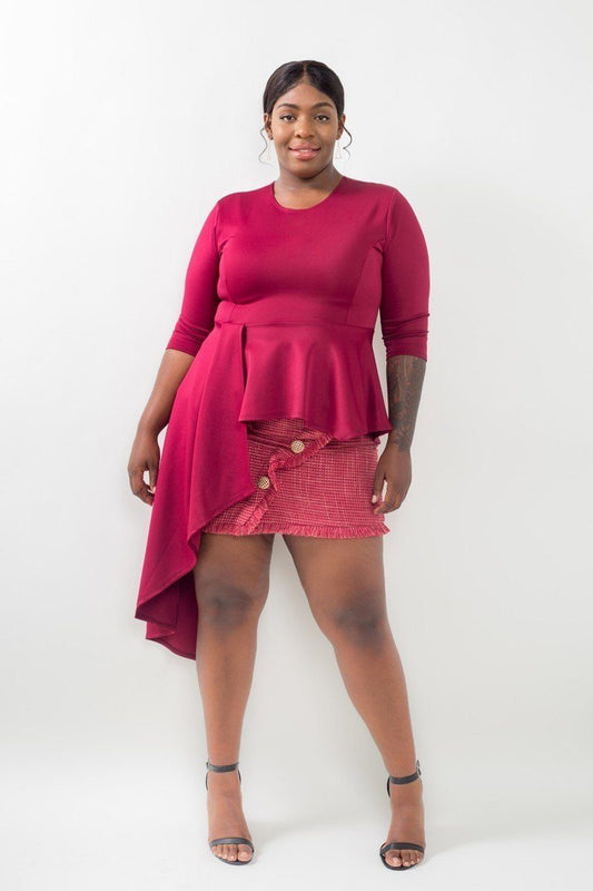 Women's Plus Size Asymmetrical Plum Blouse (1X & 3X Only)