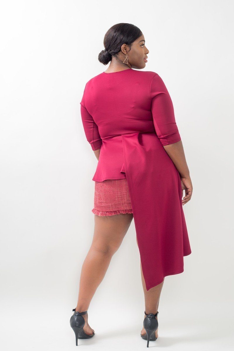 Women's Plus Size Asymmetrical Plum Blouse (1X & 3X Only)