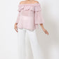 Women's Polka Dot Sheer Off Shoulder Top