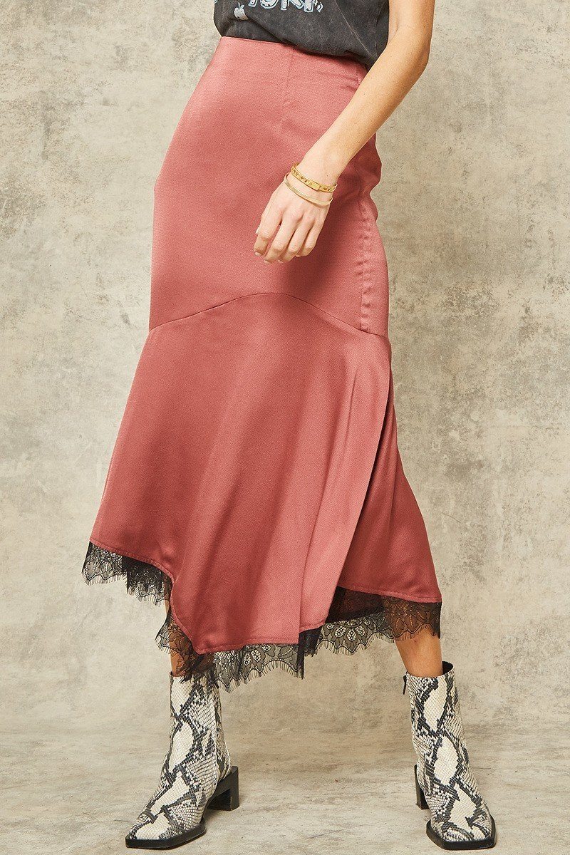 Women's Solid Woven Midi Skirt