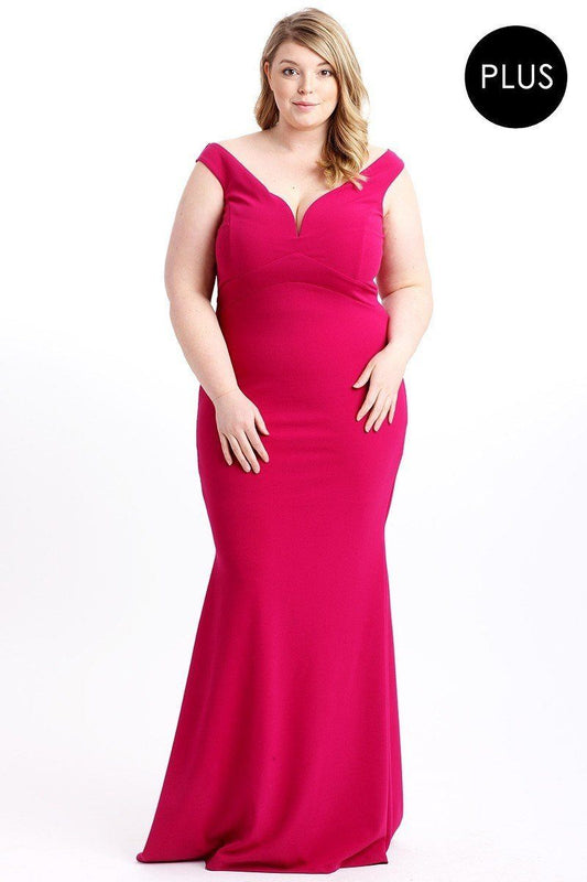 Techno Crepe Stretch Off The Shoulder Dress (3X Only)