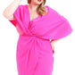 Women's Woven Fabric Hot Pink Stretch Dress (1X & 2X Only)