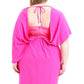 Women's Woven Fabric Hot Pink Stretch Dress (1X & 2X Only)