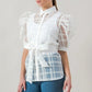 Women's See-thru Mini Length Organza Top