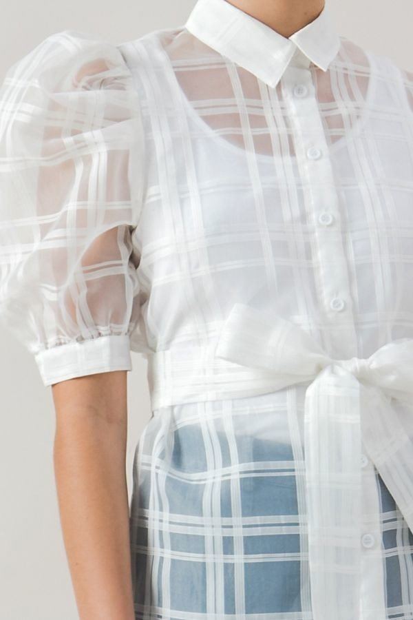 Women's See-thru Mini Length Organza Top