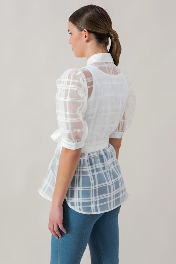 Women's See-thru Mini Length Organza Top