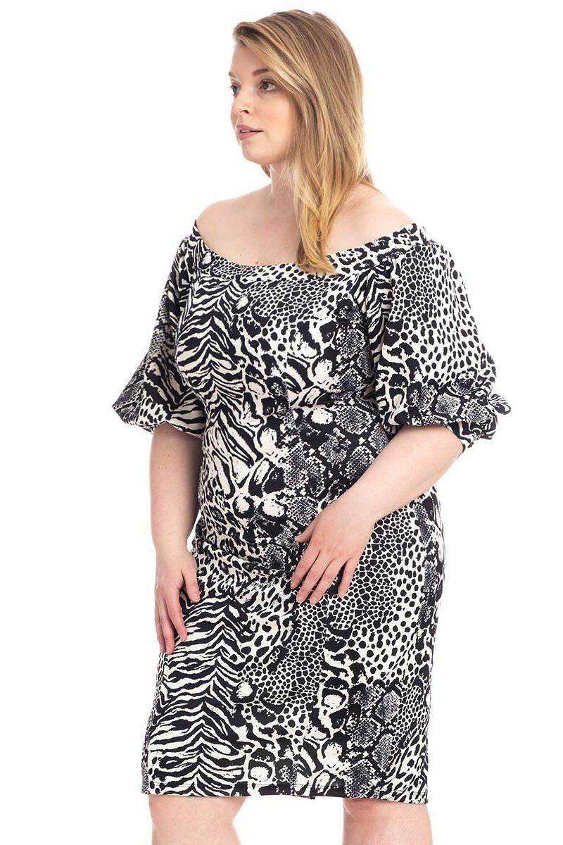 Women's Plus Size  Animal Print Crepe Stretch Bodycon Dress (2X Only)