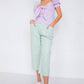 Women's Pastel Chic Solid Ankle Wide Leg Adjustable Snap Waist Pants