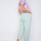 Women's Pastel Chic Solid Ankle Wide Leg Adjustable Snap Waist Pants