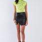 Women's Lace Collared Short Sleeve Corset Back Sexy Bodysuit