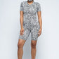 Women's Women's Brushed Short Sleeve Top And Biker Pants And Face Mask Set