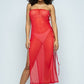 Women's Solid Mesh Side Lace Up Cover Up Dress