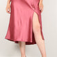 Women's Plus Solid High-waist Skirt With Button Trim And Side Slit