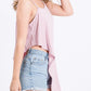 Women's Solid Knit Top Is Fearing A Round Neckline And Side Hi-low