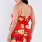 Women's Plus Size Floral Print V-neck Cinched Size Chic Mini Dress