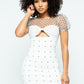 Women's Stretchable Tight Mini Dress With Hot-fix Details And Center Back Open Zippered
