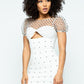 Women's Stretchable Tight Mini Dress With Hot-fix Details And Center Back Open Zippered