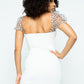 Women's Stretchable Tight Mini Dress With Hot-fix Details And Center Back Open Zippered