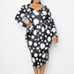 Women's Polka Dot Drop Waist Ruched Midi Dress (3X Only)