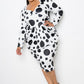 Women's Plus Polka Dot Drop Waist Ruched Midi Dress (3X Only)