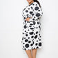 Women's Plus Polka Dot Drop Waist Ruched Midi Dress (3X Only)