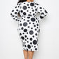 Women's Plus Polka Dot Drop Waist Ruched Midi Dress (3X Only)