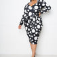 Women's Polka Dot Drop Waist Ruched Midi Dress (3X Only)