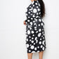 Women's Polka Dot Drop Waist Ruched Midi Dress (3X Only)