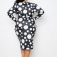 Women's Polka Dot Drop Waist Ruched Midi Dress (3X Only)