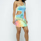 Women's One Shoulder Two Side Cut Off Mini Dress W/mask